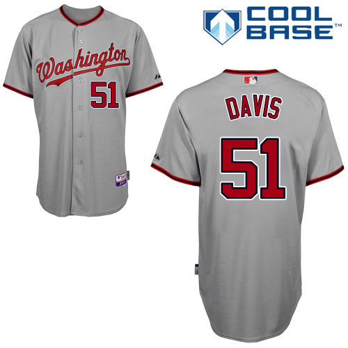 Erik Davis #51 MLB Jersey-Washington Nationals Men's Authentic Road Gray Cool Base Baseball Jersey